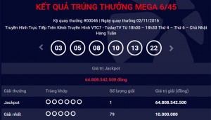Tìm người trúng số vietlott 64,8 tỷ vietlott 02/11
