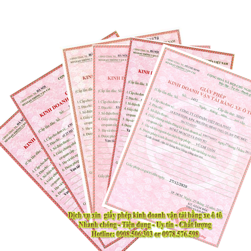 giấy phép kinh doanh vận tải tại TP Hồ Chí Minh