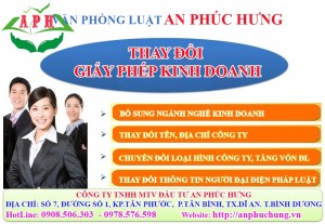 Dịch vụ thay đổi giấy phép kinh doanh Bình Dương