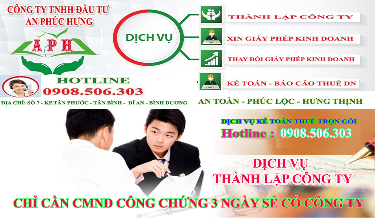 Dịch vụ thành lập công ty tại Thuận An uy tín – LH 0908.506.303
